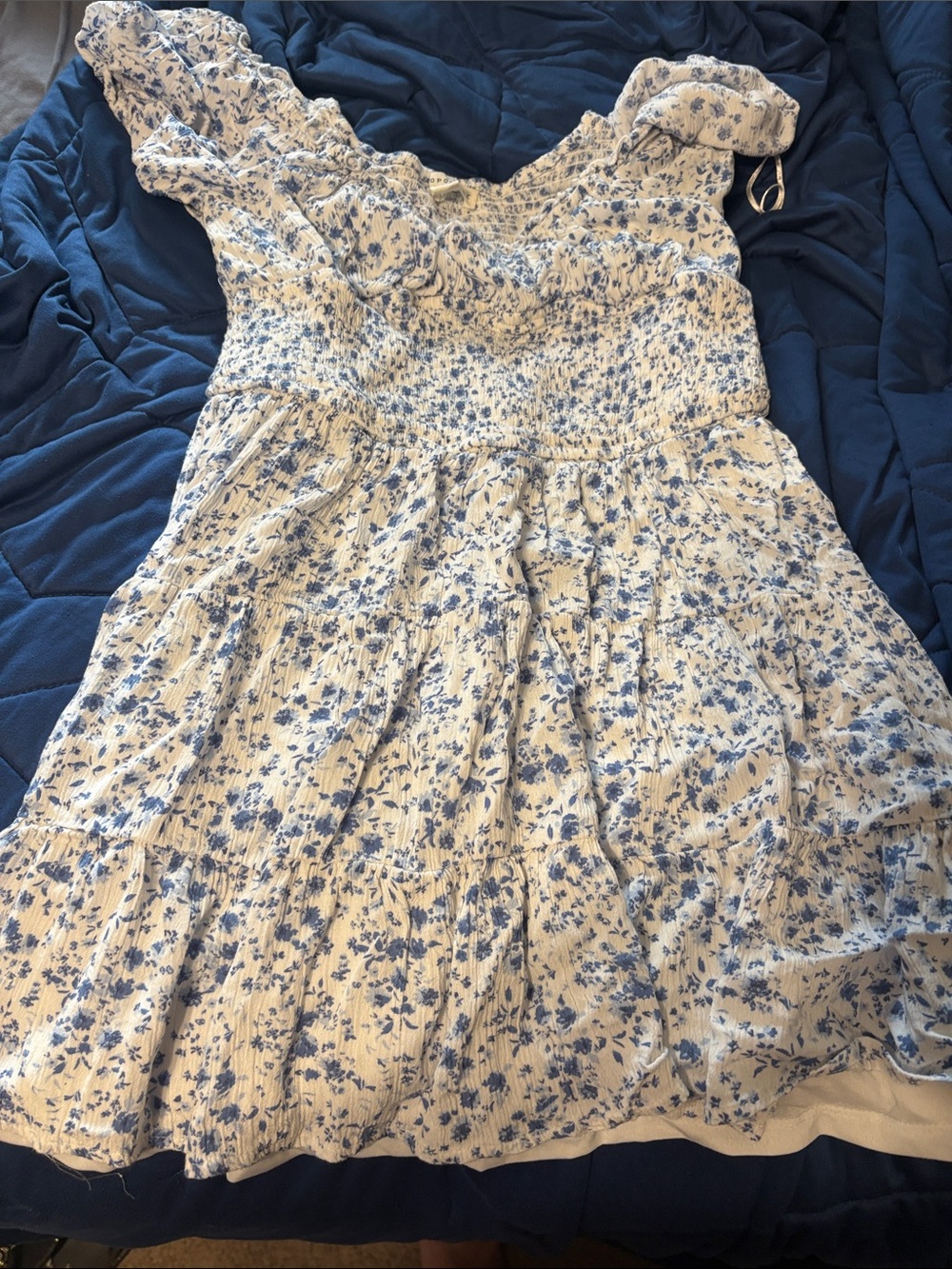 Aeropostale Cream and Blue Floral Sundress